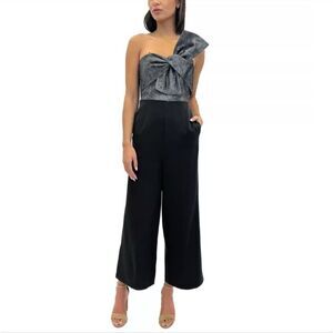 Sam Edelman Strapless Gray and Black Jumpsuit